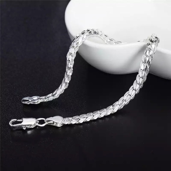 925 Silver Plated Unisex 5mm Snake Bracelet - Picture 4 of 7